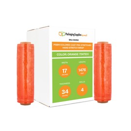 PSBM Orange Stretch Wrap, 4 Pack, 17 Inch x 1476 Feet, 34 Gauge, Dark/Opaque Hand Stretch Film Rolls for Packaging Moving Packing Pallets