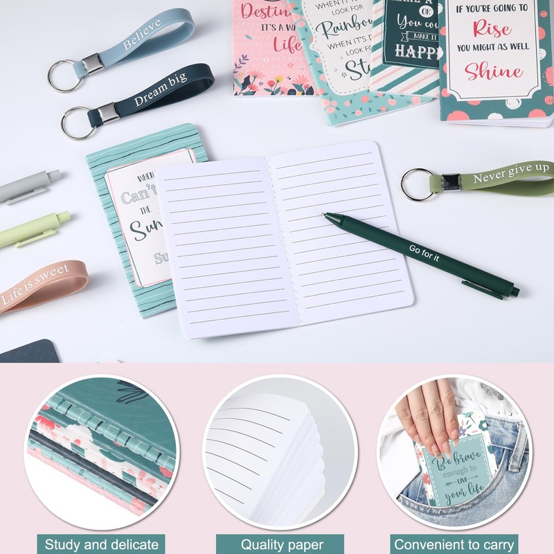 PerKoop 48 Pcs Inspirational Gifts Bulk Motivational Notepads Ballpoint Pens