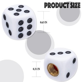 MEAJOO 4PCS Dice Tire Valve Stem Caps, Waterproof Airtight Car Wheel Tire Air Caps Universal Tire Valve Stem Covers for Cars, SUV, Trucks, Bikes, Motorcycles, Bicycles(White)