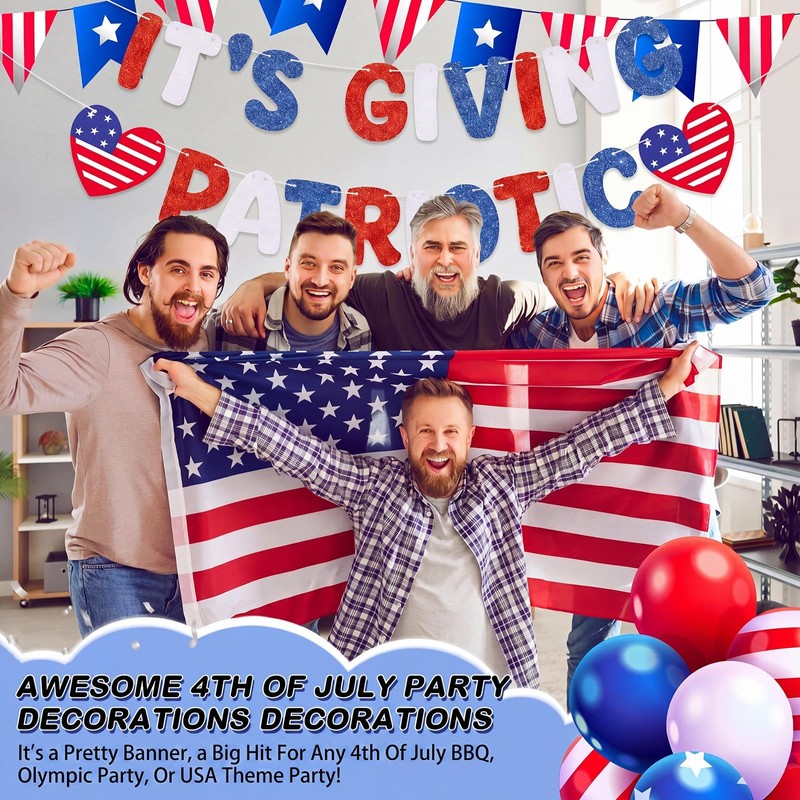 It's Giving Patriotic Banner, Red White Blue 4th of July