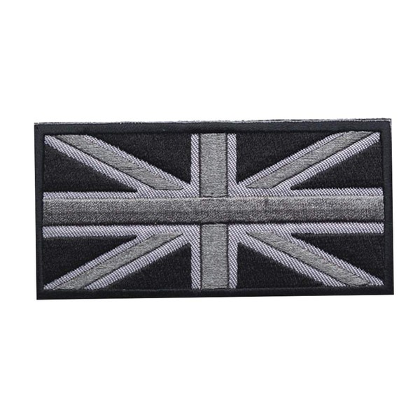 TOPPATCH Union Jack UK British National Flag Embroidered Sew on Patch Badge Applique England Flag UK Great Britain Patch Badge (Black Grey)