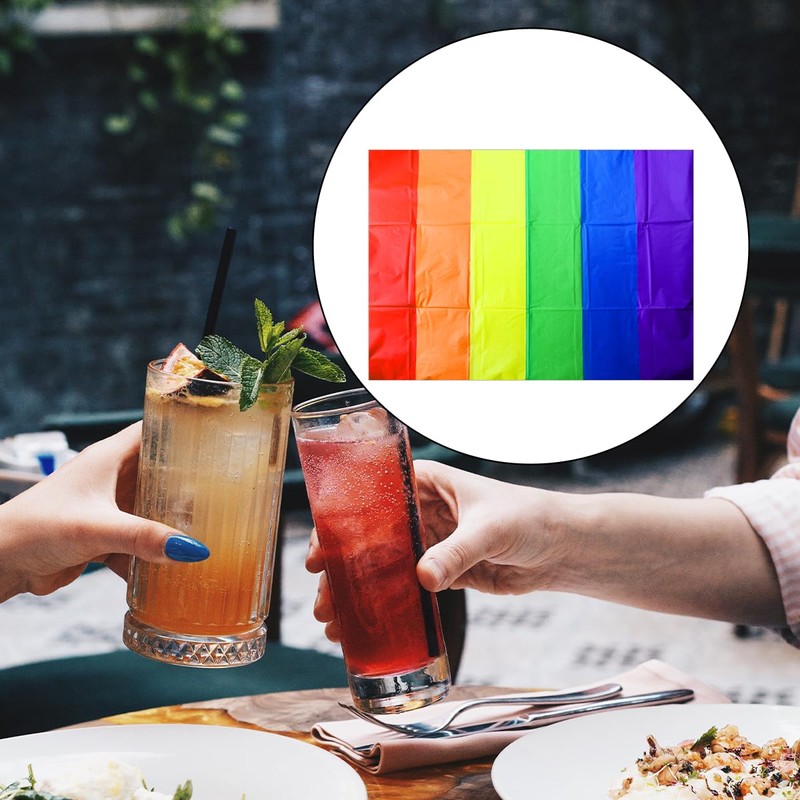 Jagowa Rainbow Table Cloth Pride Party Table Cloth Disposable Plastic