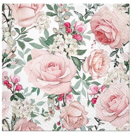 Keep Unique 20-ct 13x13 Pink Rose Paper Luncheon Decoupage Napkins, 3-Ply Servilletas Flowers Napkins for Art, Dinner Tea Party, Disposable Napkins Decor