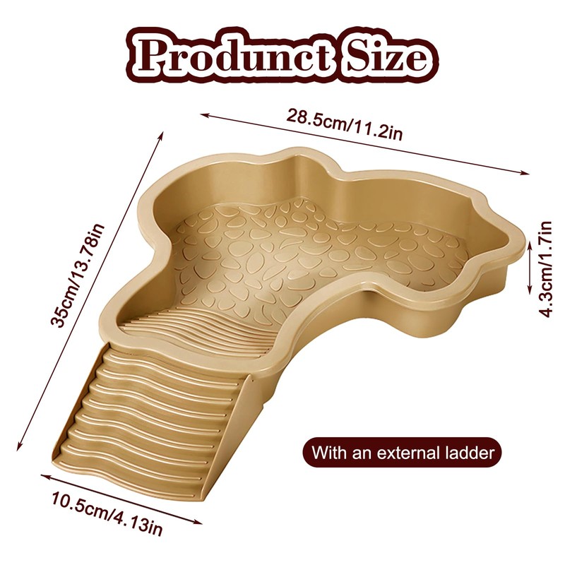 Large Turtle Bathing Pool with External Ramp - 11.2"x13.8"x1.7" Dual