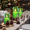 Girimax Green Glass Flameless Candles with Remote, Flickering LED Votive