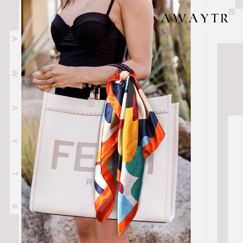 35” Large Square Satin Head Scarf - 3Pcs Satin Hair