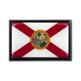 Elektroplate Premium Florida FL Flag All Metal Black Frame Chrome Emblem for Cars, Trucks, and All Auto | Universal Fit at 2.5" x 3.8" | Weatherproof