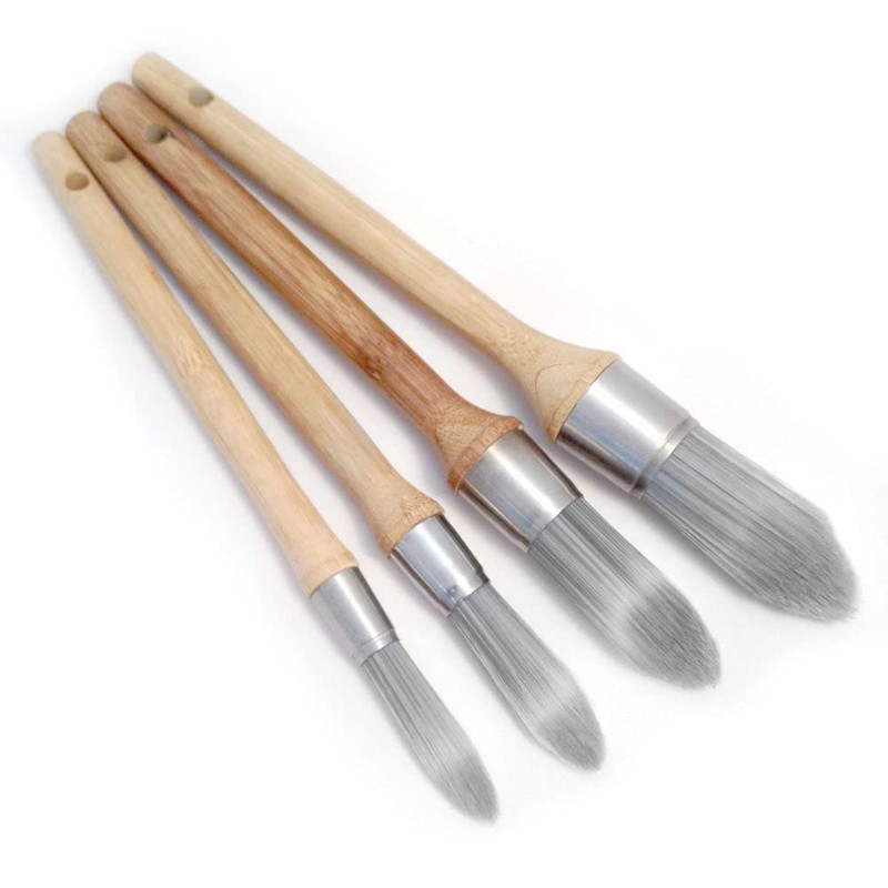Clarity Stencil Brushes Set of 4: Extra-Fine Synthetic Bristles, Bamboo