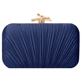 MR Navy Blue Clutch Purses for Women Evening Bag Satin Pleated Evening Bags for Women Formal Wedding Party Cocktail Purse