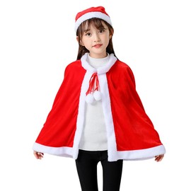 LONTG Santa Cosplay, Red Cloak with Hood, Cute, Santa Hat with Pom Pom, Adults and Children, Santa Costume, Costume, Halloween, Christmas, Costume Accessories, Performance Clothing, Cloak Style, Coat,