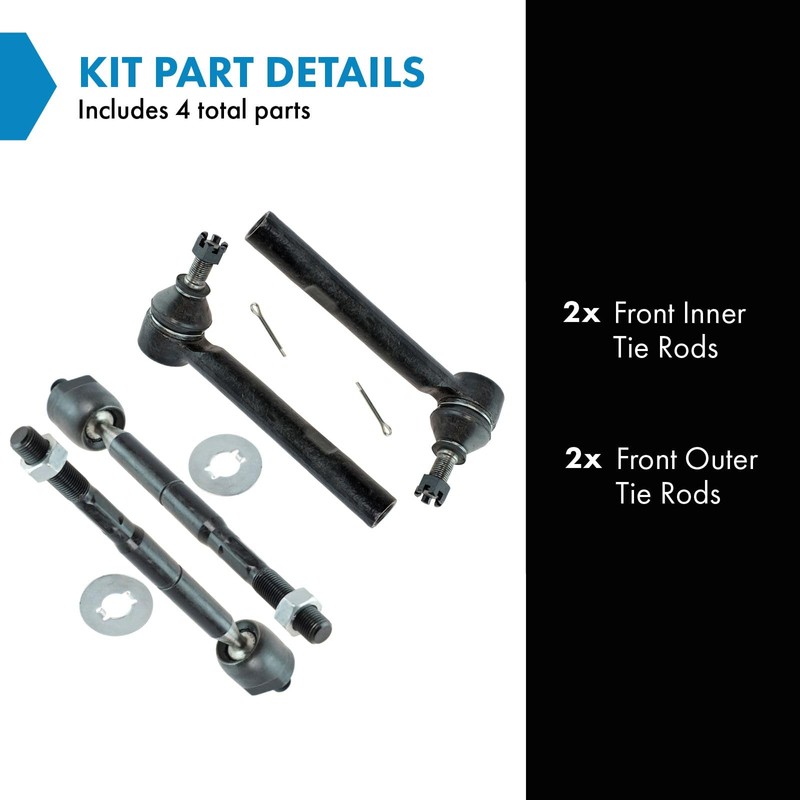 TRQ Inner and Outer Driver and Passenger Side Tie Rod