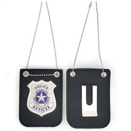 2 Pcs Police Badge Set with Chain and Belt Clip for Police Pretend
