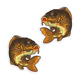 2 x 10cm Carp Fish Vinyl Stickers - Freshwater Fishing Sticker #70617