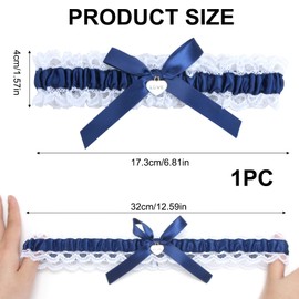 Brautstrumpfband, Blau Weisses Strumpfband für Hochzeit, Blaues Strumpfband Hochzeit,Braut Geschenk, Damen Spitze Bein Strumpfband, 35-60cm, Etwas Blaue
