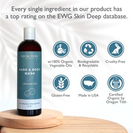 SoCal Suds & Company 12oz Organic Shea Butter Hand & Body Wash- Fragrance Free- 2 Pack