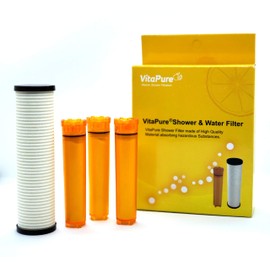 Sonaki Shower 300VPX Dual Filter Refill Cartridges - 4 Pack includes 3 Vitamin C 1 PureMax Filter - Remove Up to 99.9% of Chlorine and Chloramines Plus Heavy Metals