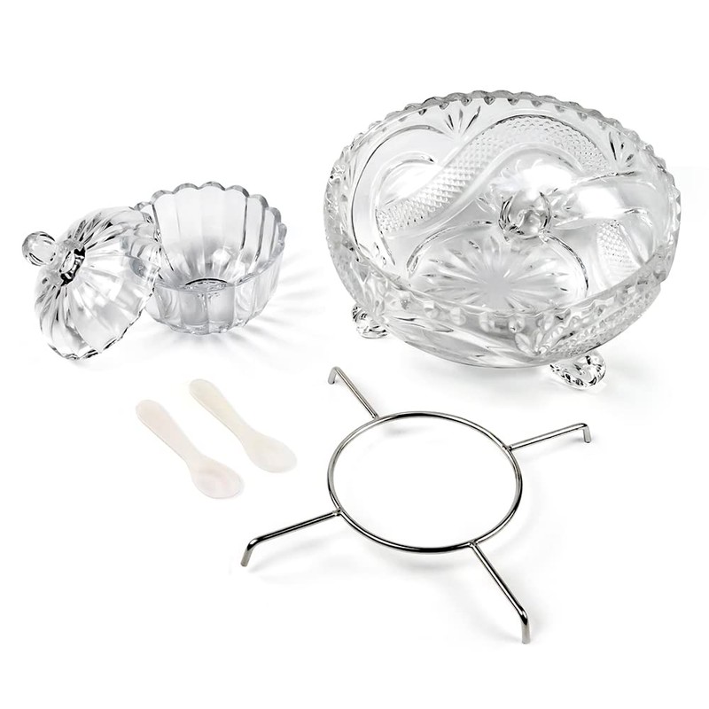 DUEBEL Glass Caviar Dish, 1 Pumpkin-Shape Glass Divided Serving Set