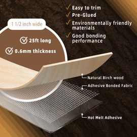 GSCIT Club Birch Edge Banding, 1 1/2 inch x 25ft roll of Veneer Wood Edge Banding Pre-glued Flexible, Wood Tape Banding for Cabinet Repair Furniture