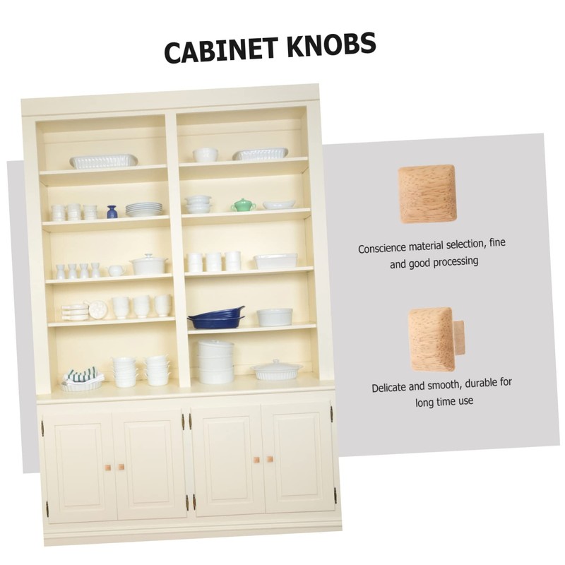 Operitacx 10pcs Square Wooden Pull Handles Simple Design Cabinet Knobs