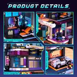 Wyiauy Cyberpunk Repair City Building-Bricks Set with Future Sports Car, Future City Modular Buildings Set Display Idea for Adults and Sci-fi Lovers, Creative Gift for Adults 2098pcs
