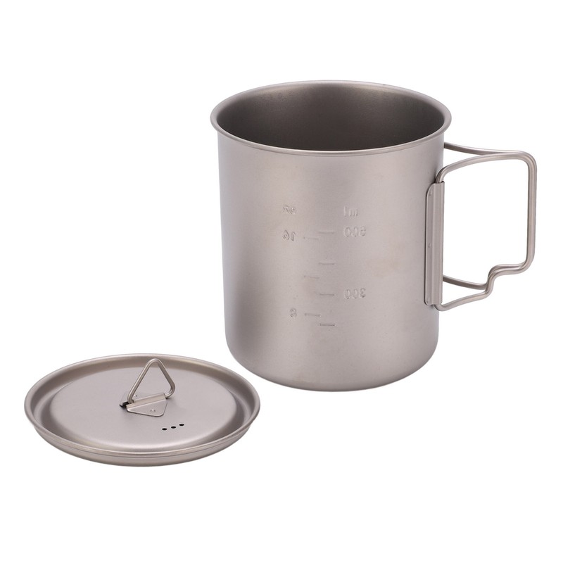 750ml Outdoor Titanium Water Mugs With Folding Handles Portable Camping