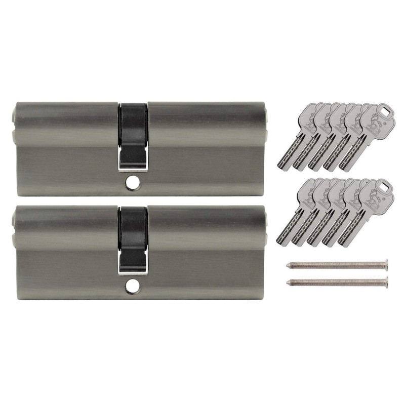 2x Profile Cylinder 85 mm 40/45 Simultaneous Locking Emergency and