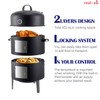 Realcook Vertical 17 Inch Steel Charcoal Smoker, Heavy Duty Round
