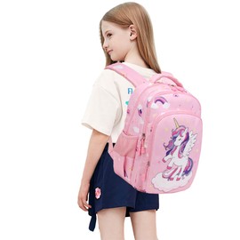 Kimwadalh Girls Unicorn Backpack for School Bag Set Elementary Student Bookbag Kids Backpack,Colorful Children School Rucksack for Travel,Hiking,School