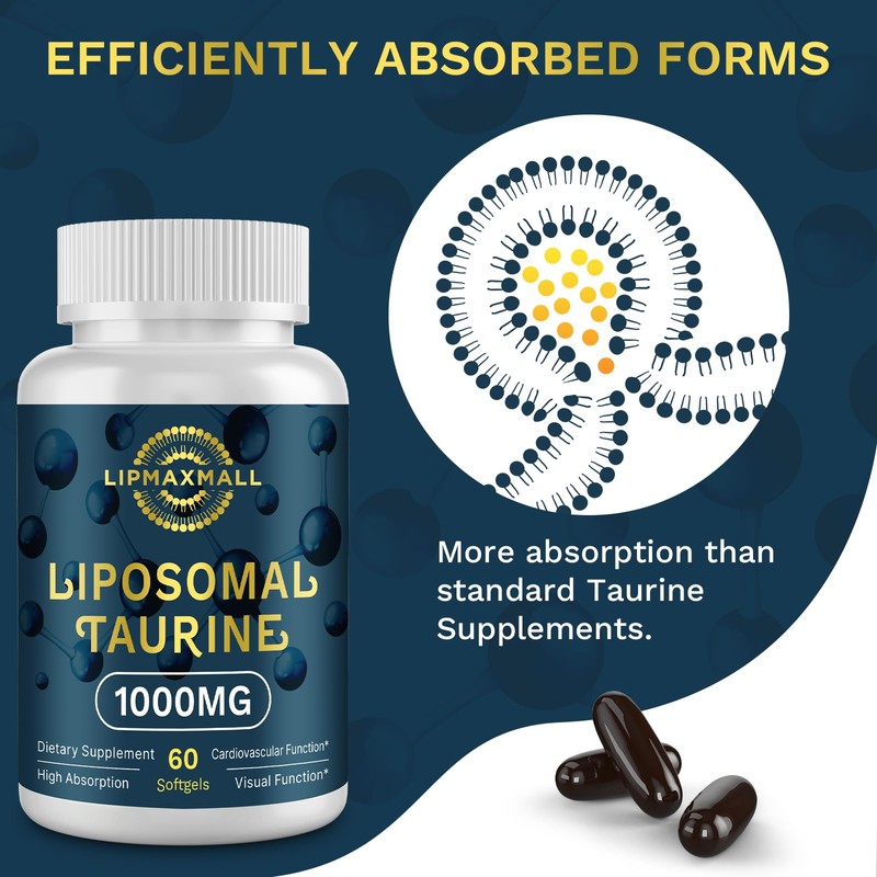 lipmaxmall Liposomal Taurine Supplement 1000mg, High Absorption Amino Acid for