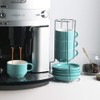 SWEEJAR Porcelain Espresso Cups with Saucers, 4 Ounce Stackable Cappuccino
