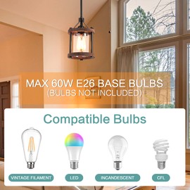 SGLfarmty Farmhouse Pendent Lights in Kitchen Island, Rustic Wood Pendant Light with Glass Shade, Bronze Entryway Pendant Lighting, Adjustable Glass Hanging Light Fixtures for Foyer, Sink, 1 Pack