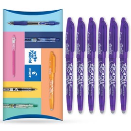 Pilot Frixion Heat/Friction Erasable Rollerball Pen FR7 Medium Line 0.7mm Tip - Purple (Pack of 6)