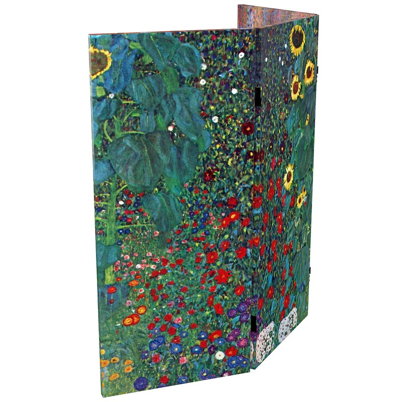 Red Lantern Double Sided Works of Klimt Room Divider -