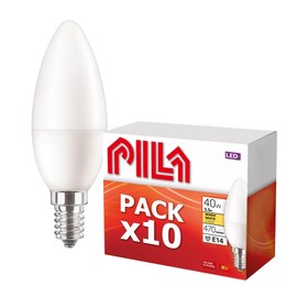 PILA Pack of 10 Slim Cap (E14) 4.9W (= 40W Incandescent) 470 Lumens Non Dimmable Warm White Light (2700K) CRI80 15000h Life