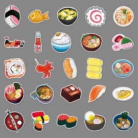 Cute Sushi Roll Rice Stickers,50 PCS Kawaii Japanese Food Graffiti Vinyl Waterproof Decals for Water Bottles Computer Bicycle Skateboard Luggage Phone Pad Laptop Kids Teens Stickers Pack