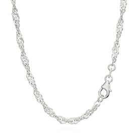 NKlaus Genuine 925 Sterling Silver Singapore Chain Twisted 3.00 mm Wide, Sterling Silver, No Gemstone