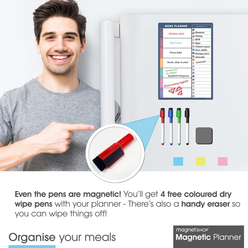 TMS Weekly Menu Planner A4 | Dry Erase Meal Planner,