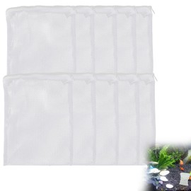 THJOPOKEEL 10 Bolsas de Malla para Filtro de Acuario, Bolsas de Filtro de Nailon de Malla Grande con Cremallera de Plástico para Filtración de Anillos Cerámicos de Carbón Activado