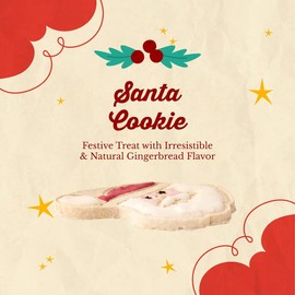 Canine Chews Santa-Shaped Gingerbread-Flavored Christmas Dog Treats - (1 Pack) Rawhide Holiday Dog Treats - Christmas Dog Cookies for Any Dog Size or Breed