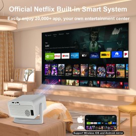 Polaring Smart Projector, Smart 4K Mini Projector with WiFi and bluetooth Android 13 1080P Support, Auto Keystone Correction，360° Rotating Adjustment，Compatible with phone, TV Stick , HDMI, USB