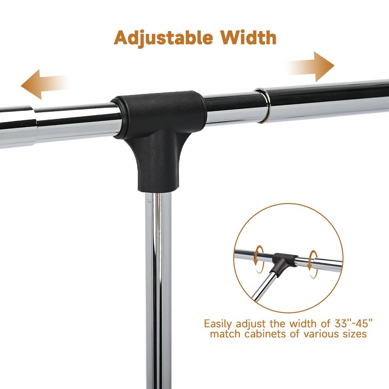Pull Down Closet Rods for Hanging Clothes, Stainless Steel Adjustable