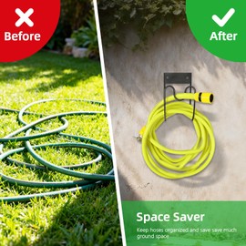 JUVAENY Garden Hose Holder Wall Mount, Multipurpose Outdoor Metal Hose Hanger Holders for Garden, Yard, Garage Accessories