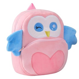 MICHLEY Toddler Backpack Plush Animal SchoolBag Cartoon Girls Travel Bag Mini Baby Daypack for Kids Kindergarten Pre School Bags, Pink Owl