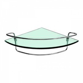 bathroom tempered glass 2-tier corner shelf