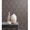 Decor Direct WQRY30507 Pattern Wallpaper Roll, Cranberry and Brushed Ebony