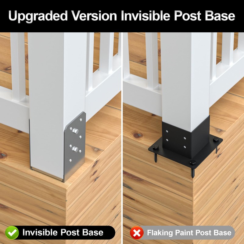 FMhotu 4"x 4" Post Base, 3Pcs Stainless Steel Adjustable Post