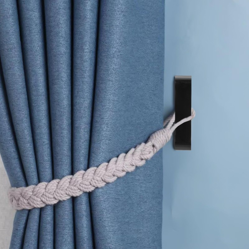 Sekonow 4 Pack Curtain Tiebacks Hooks, Wall Mounted Curtain Holdbacks