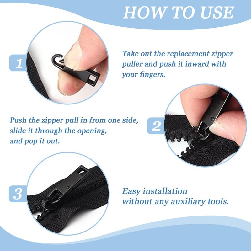 TRKETK 12 Pcs Zip Pull Spare Zipper Pull Removable Metal