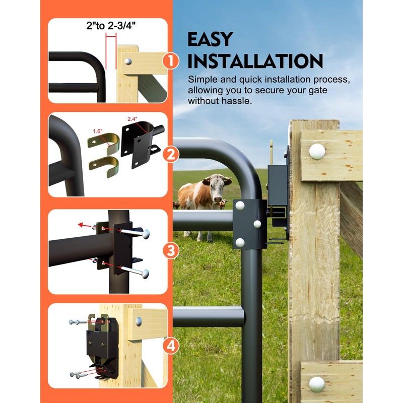2 Way Farm Gate Latch, 2PC Heavy-Duty Lockable Fence Latch