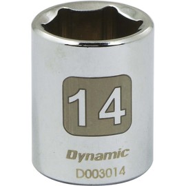 Dynamic Tools D003014 1/4" Drive 6 Point Metric Socket with 14mm Standard Length, Chrome Finish